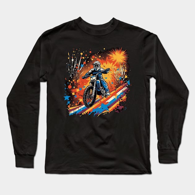 Dirt bike firework 4th of July Long Sleeve T-Shirt by marisamegan8av